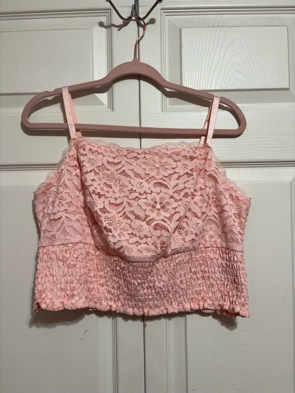 torrid Pink Lace Smocked Crop Cami